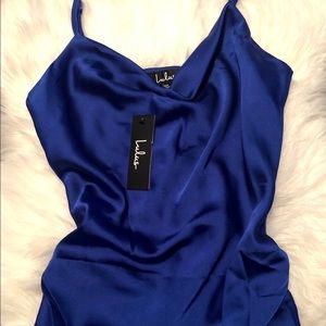 Lulu’s | Royal Blue Satin Ruched Mini Dress 💙